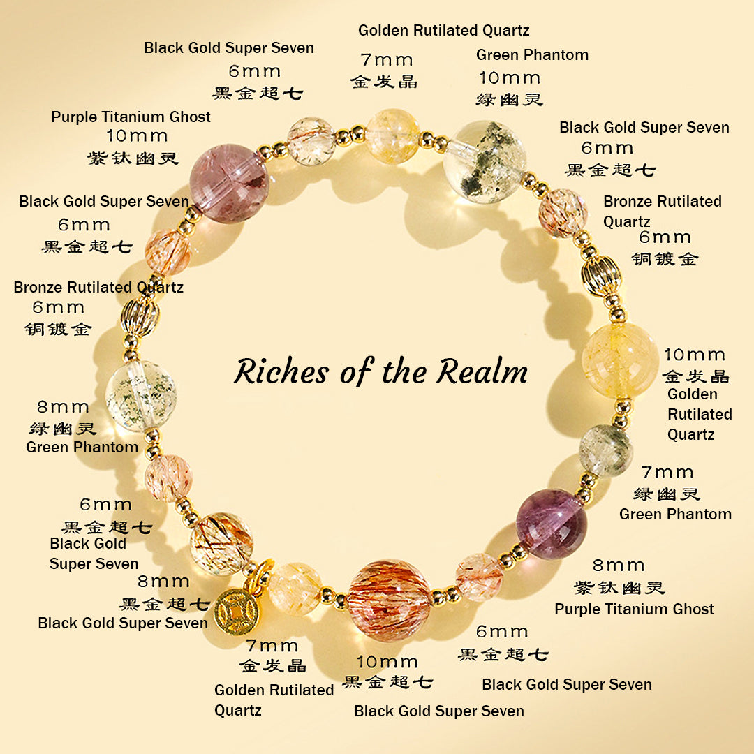 Golden Rutilated Quartz & Black Gold Super Seven Prosperity