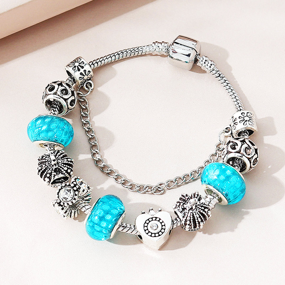 Charm Bracelet Luxe6223 Hati Vintaj Dengan Gelang Pesona Manik