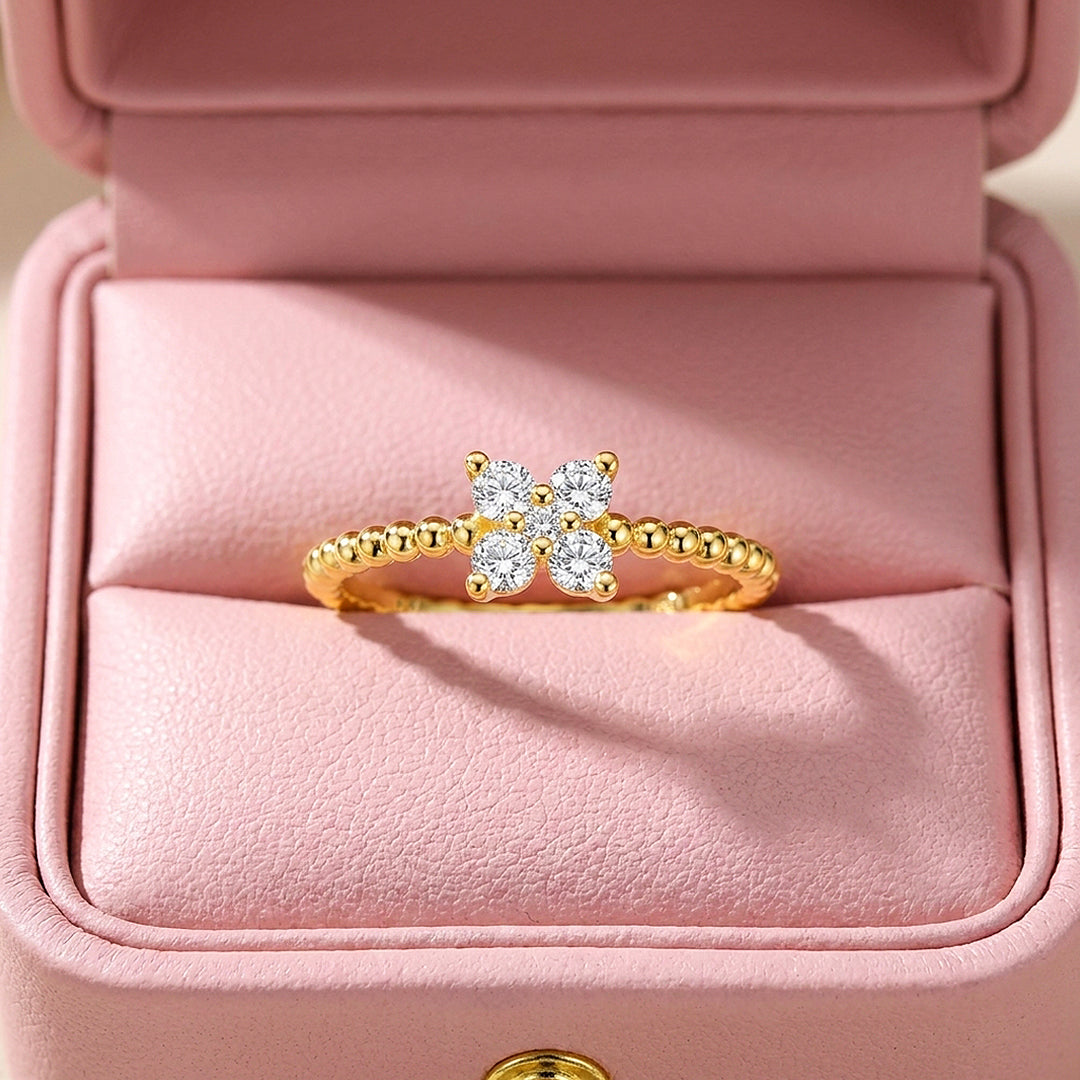Four-Leaf Clover Cluster Ring | Moissanite | 925 Sterling Silver
