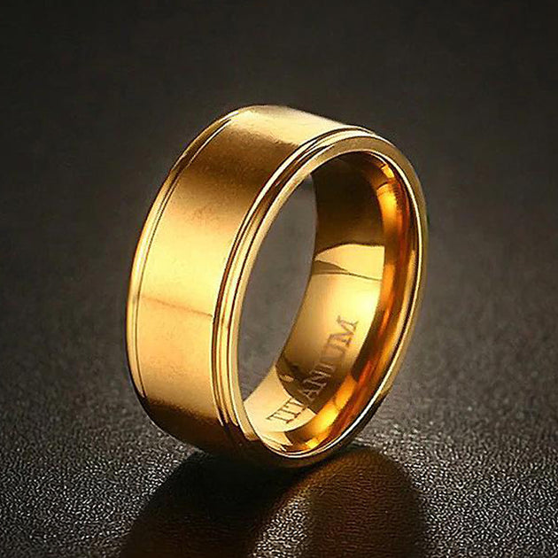 Gold titanium hot sale wedding bands