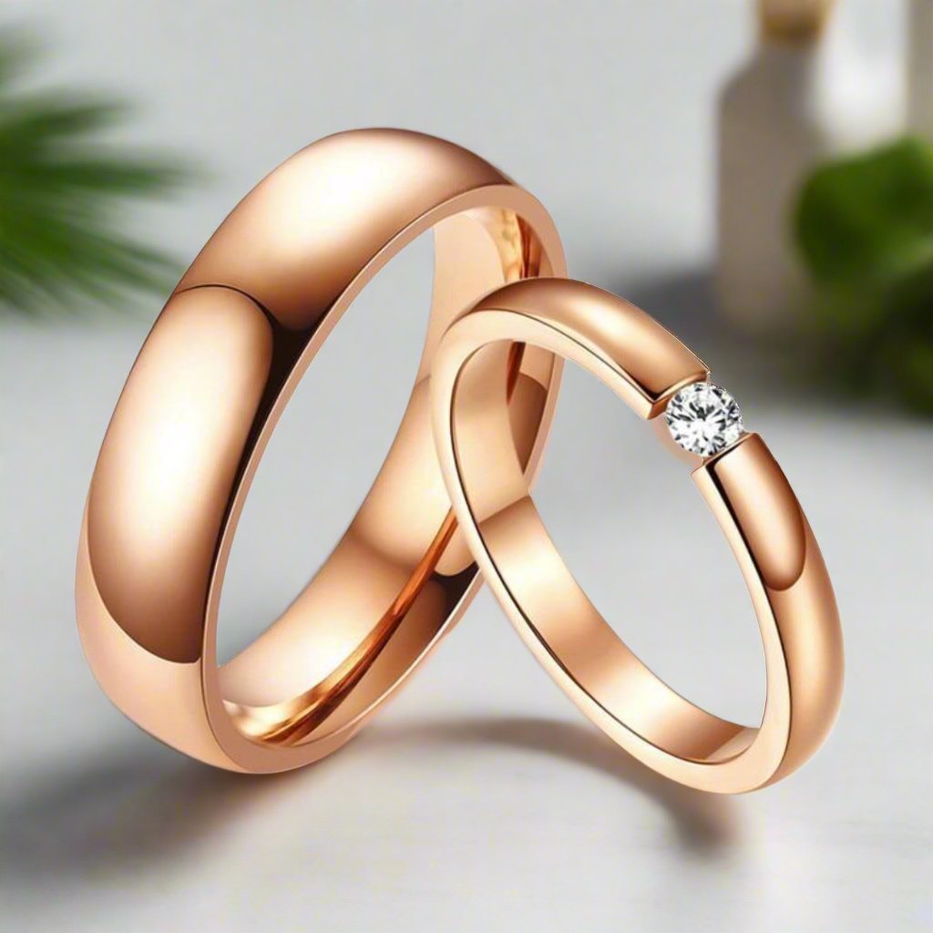 Ring sizer Couple Rings, Tungsten Rings, Rose Gold