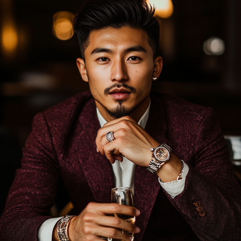 Asian man, Singaporean wears a distinct ring that reflects his personal style.