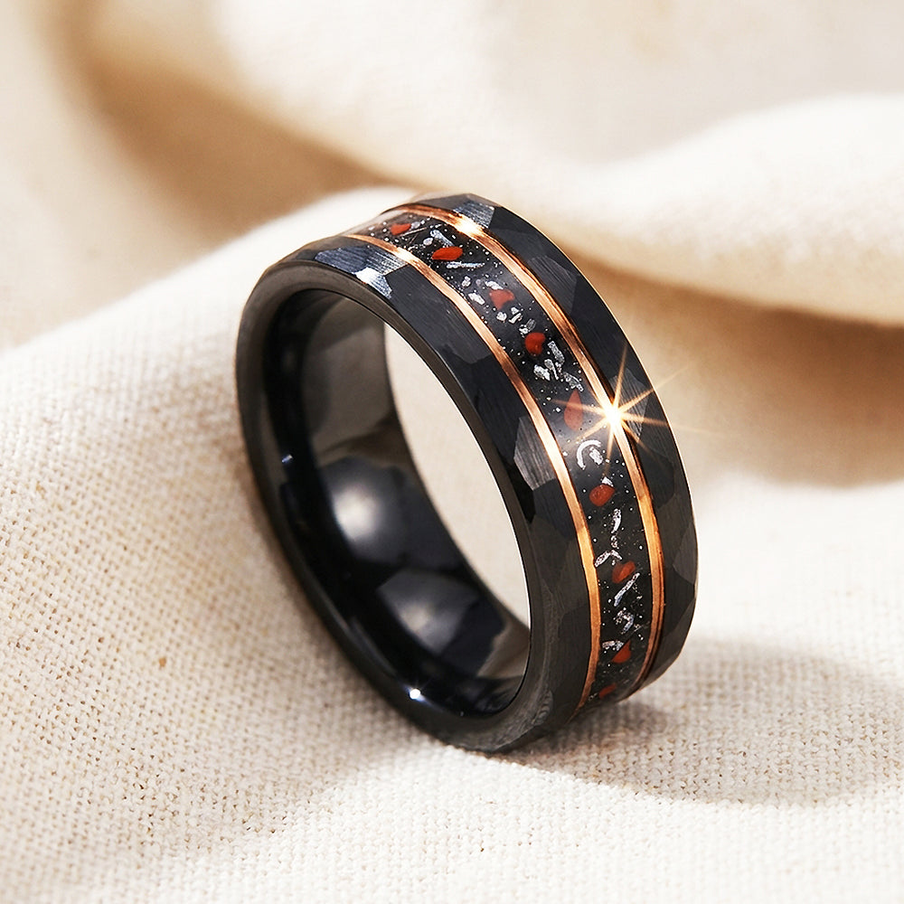 Aetheron Hammered Black Tungsten Carbide Ring - Ring | Singapore Jewellery, Wedding Rings & Gifts | Same Day Delivery | Tiara.com.sg