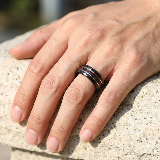 Aetheron Hammered Black Tungsten Carbide Ring - Ring | Singapore Jewellery, Wedding Rings &amp; Gifts | Same Day Delivery | Tiara.com.sg