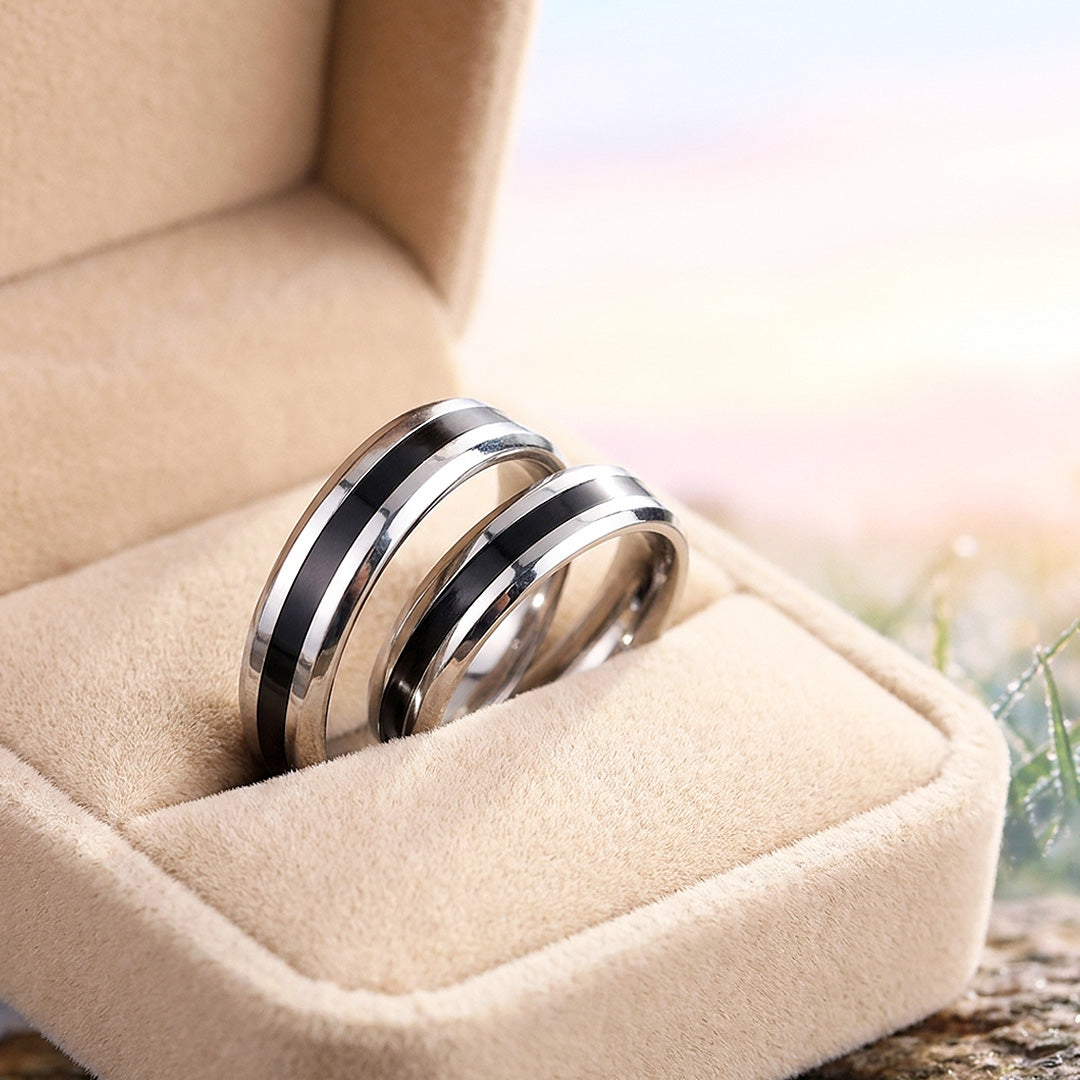 Amor | High-Polished Bevelled Edge Dual-Tone Flat Wedding Band