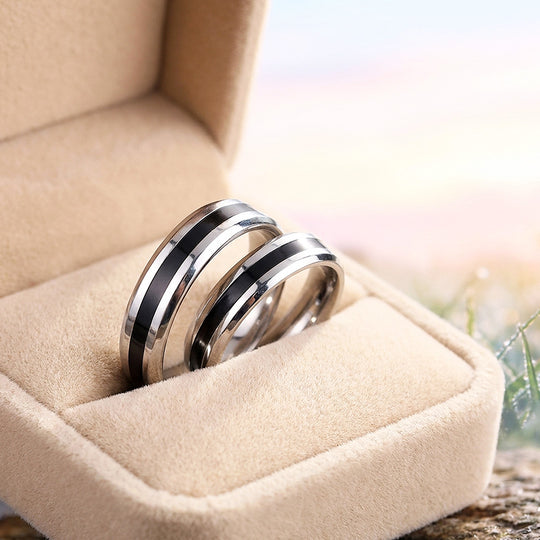 Amor | High-Polished Bevelled Edge Dual-Tone Flat Wedding Band