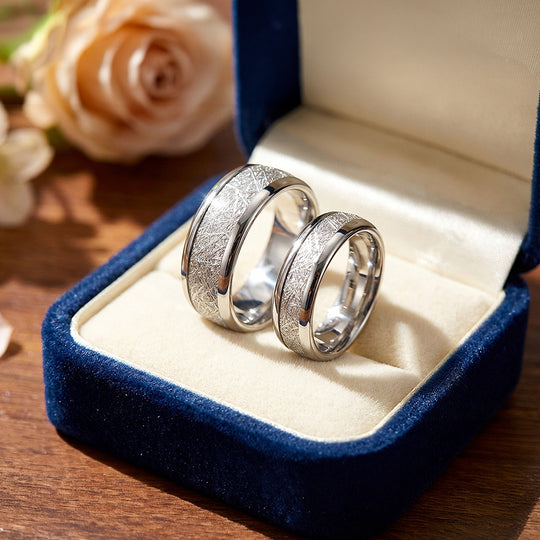 Asteroid | Tungsten Couple Rings | Silver Wedding Bands