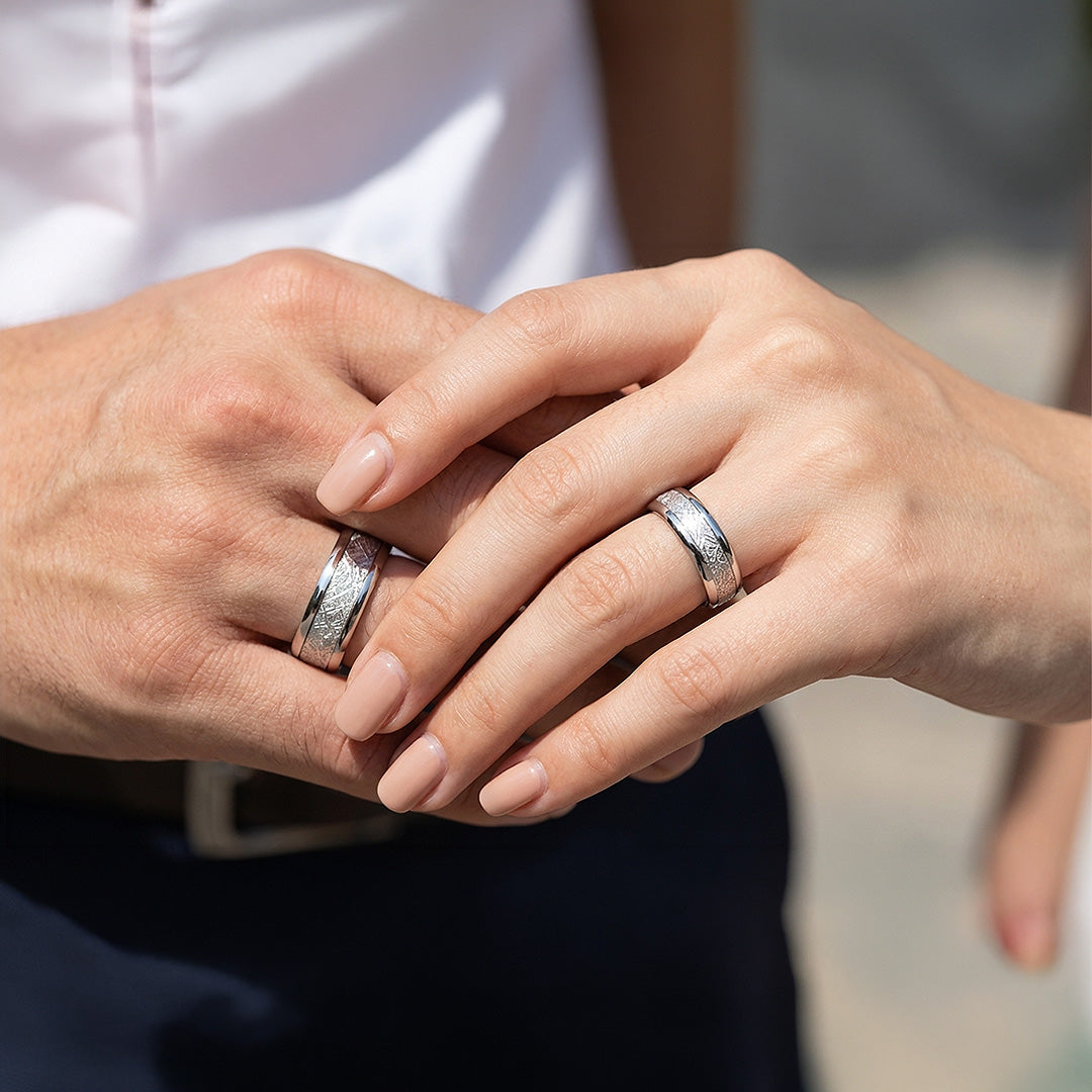 Asteroid | Tungsten Couple Rings | Silver Wedding Bands