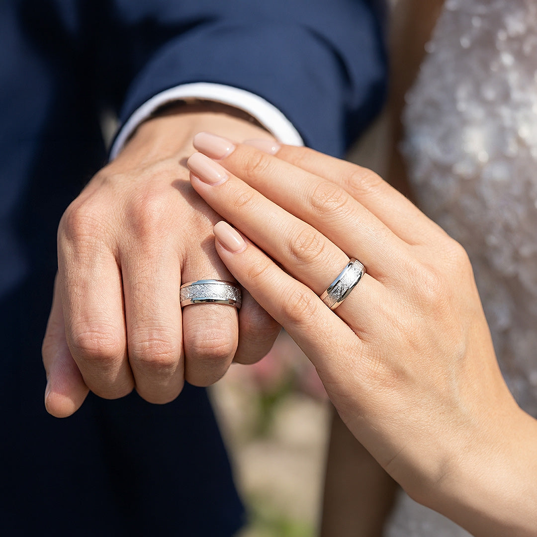Asteroid | Tungsten Couple Rings | Silver Wedding Bands