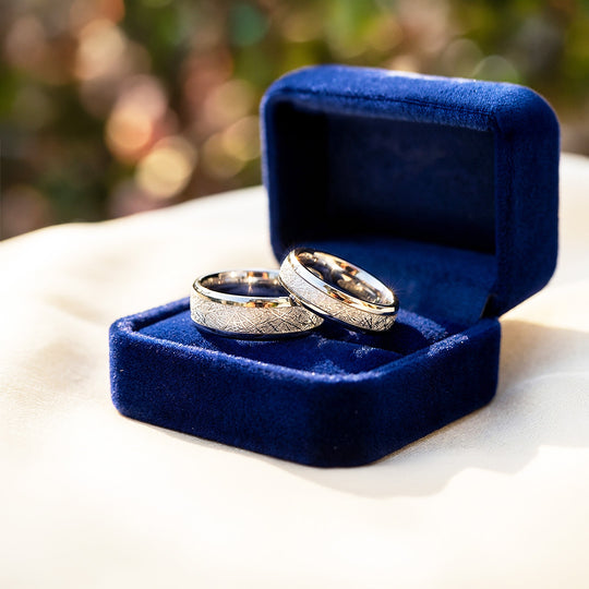 Asteroid | Tungsten Couple Rings | Silver Wedding Bands