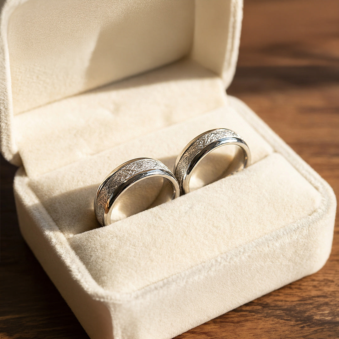 Asteroid | Tungsten Couple Rings | Silver Wedding Bands