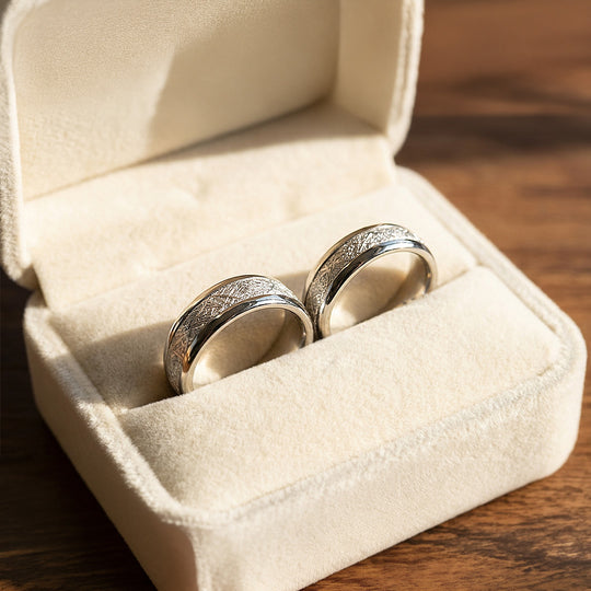 Asteroid | Tungsten Couple Rings | Silver Wedding Bands
