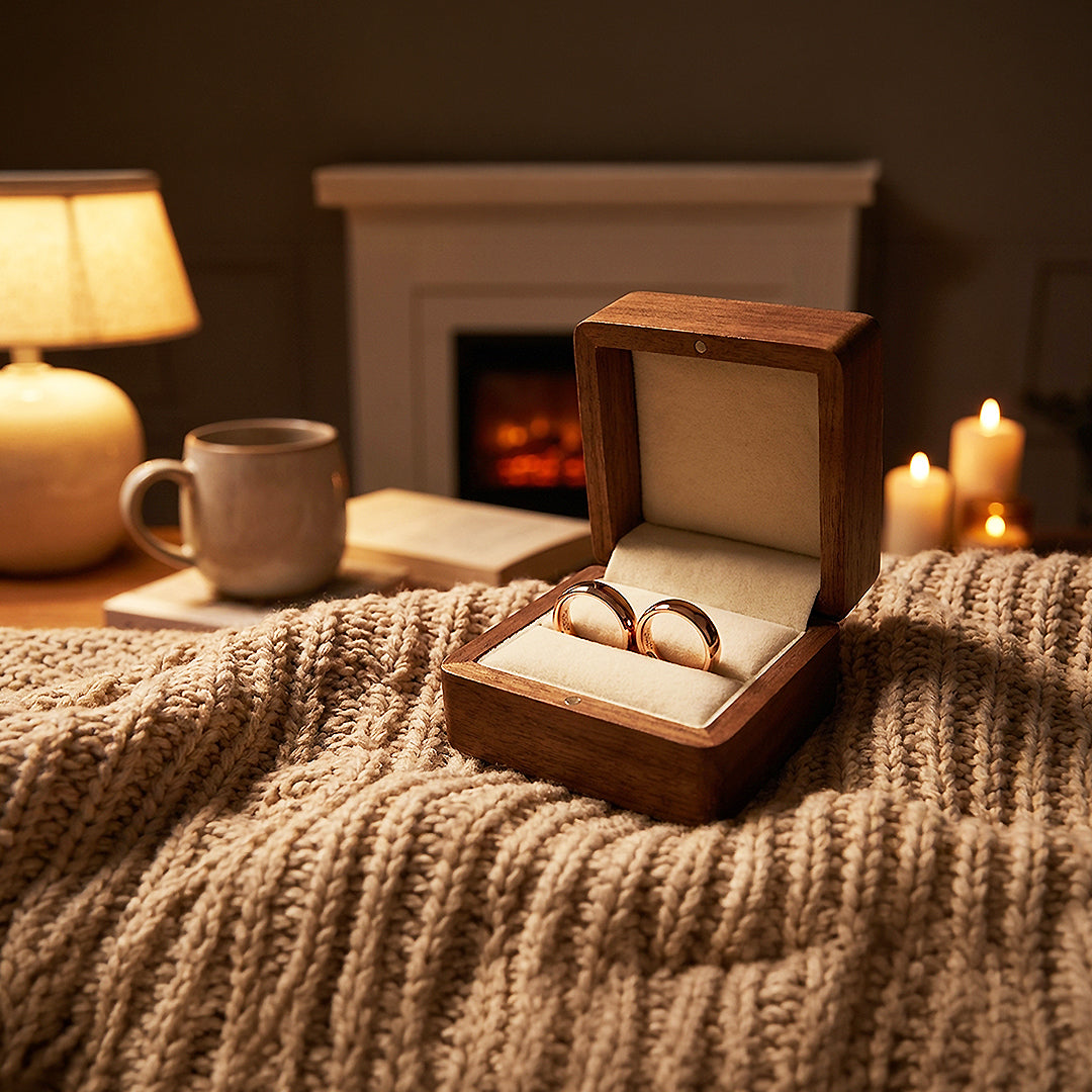 Blush | Tungsten Couple Rings | Rose Gold Wedding Bands