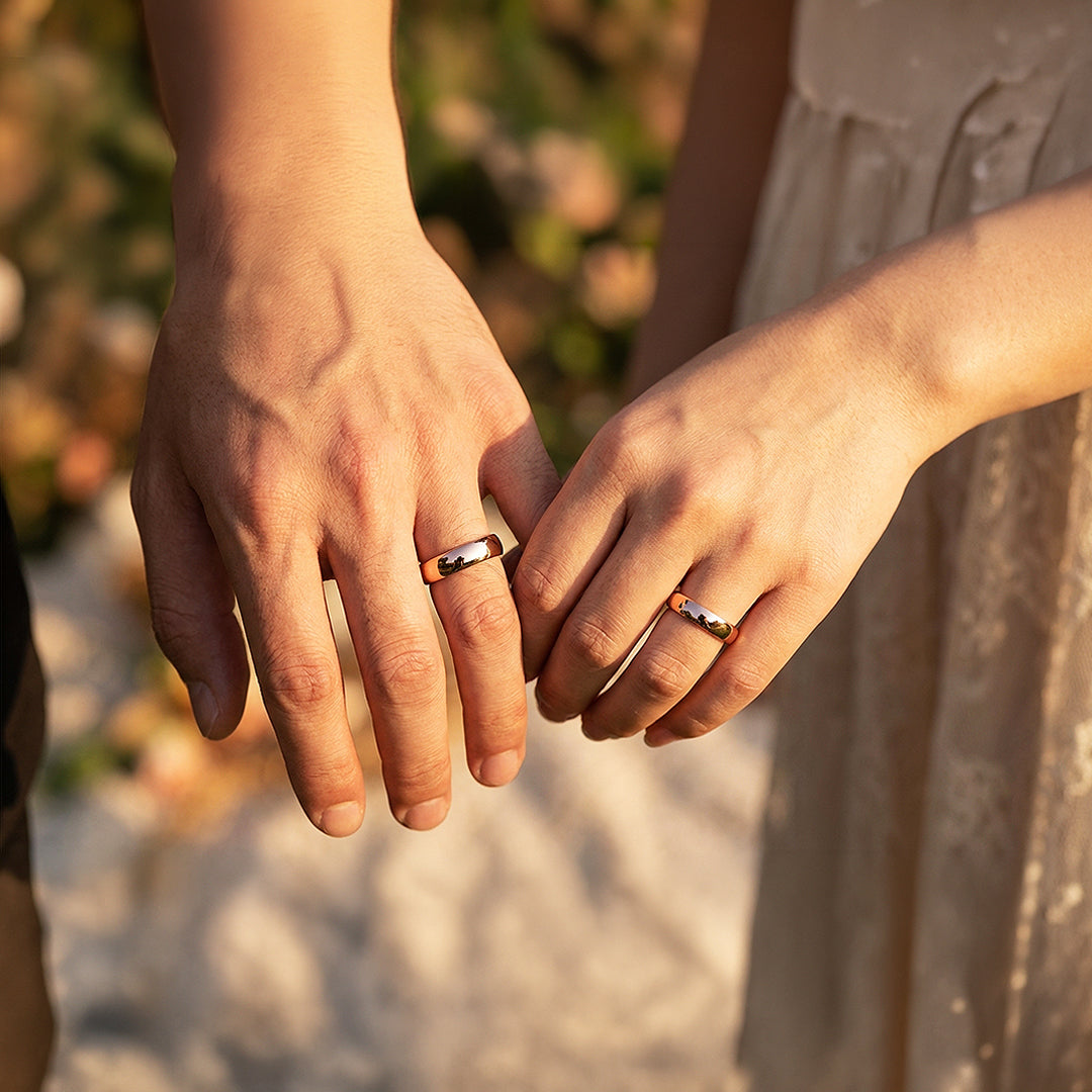 Blush | Tungsten Couple Rings | Rose Gold Wedding Bands