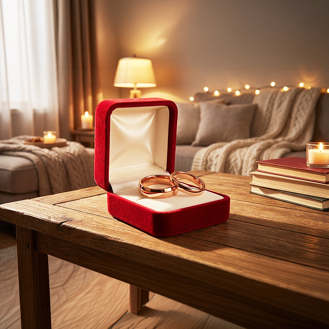 Blush | Tungsten Couple Rings | Rose Gold Wedding Bands