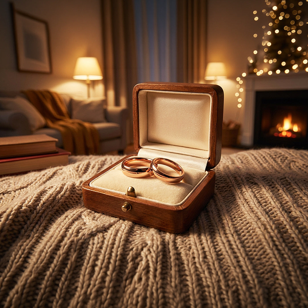 Blush | Tungsten Couple Rings | Rose Gold Wedding Bands