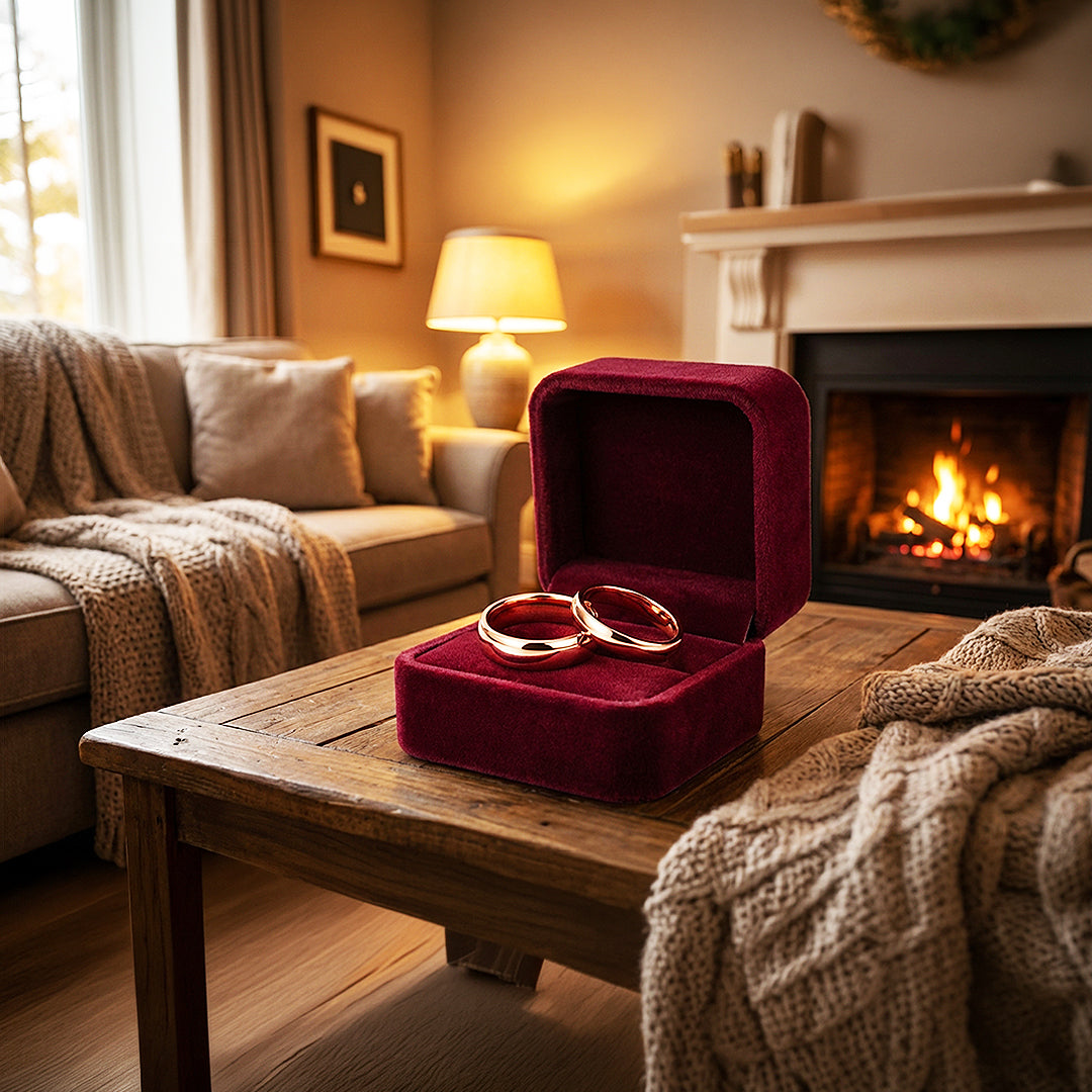 Blush | Tungsten Couple Rings | Rose Gold Wedding Bands