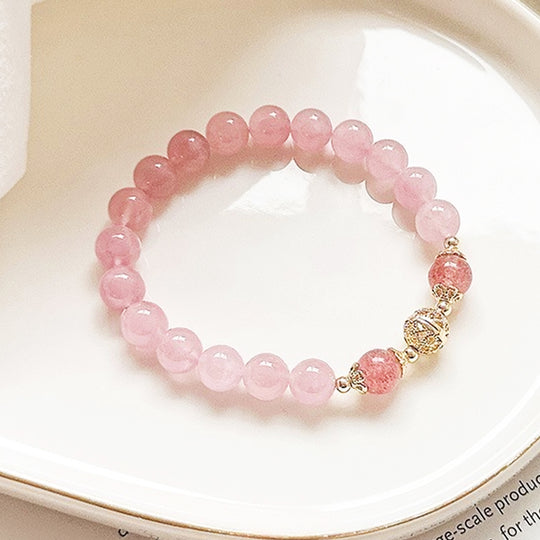 C121 - Rose Quartz with Strawberry Crystal New Designs - Tiara.com.sg Singapore Jewelry & Bags