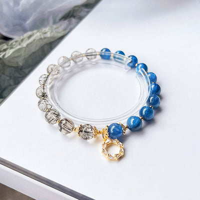 C129 - Black Hair Crystal with Kyanite Crystal Bracelet Bracelet - Tiara.com.sg Singapore Jewelry & Bags