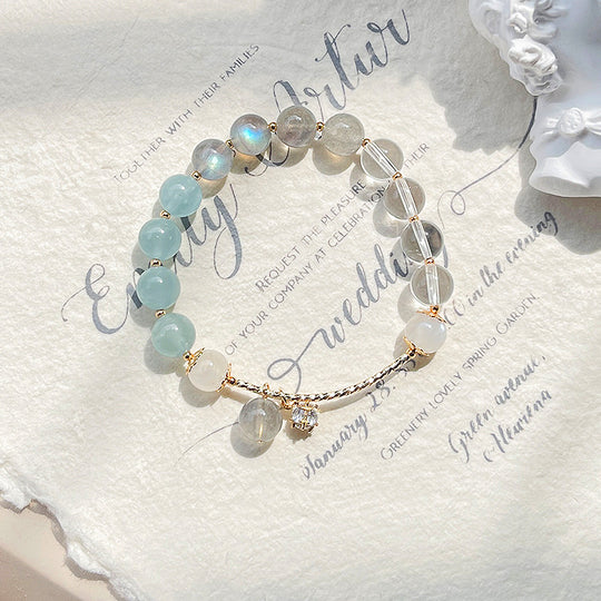 C130 - Aquamarine and Moonlight Crystal Bracelet Bracelet - Tiara.com.sg Singapore Jewelry & Bags