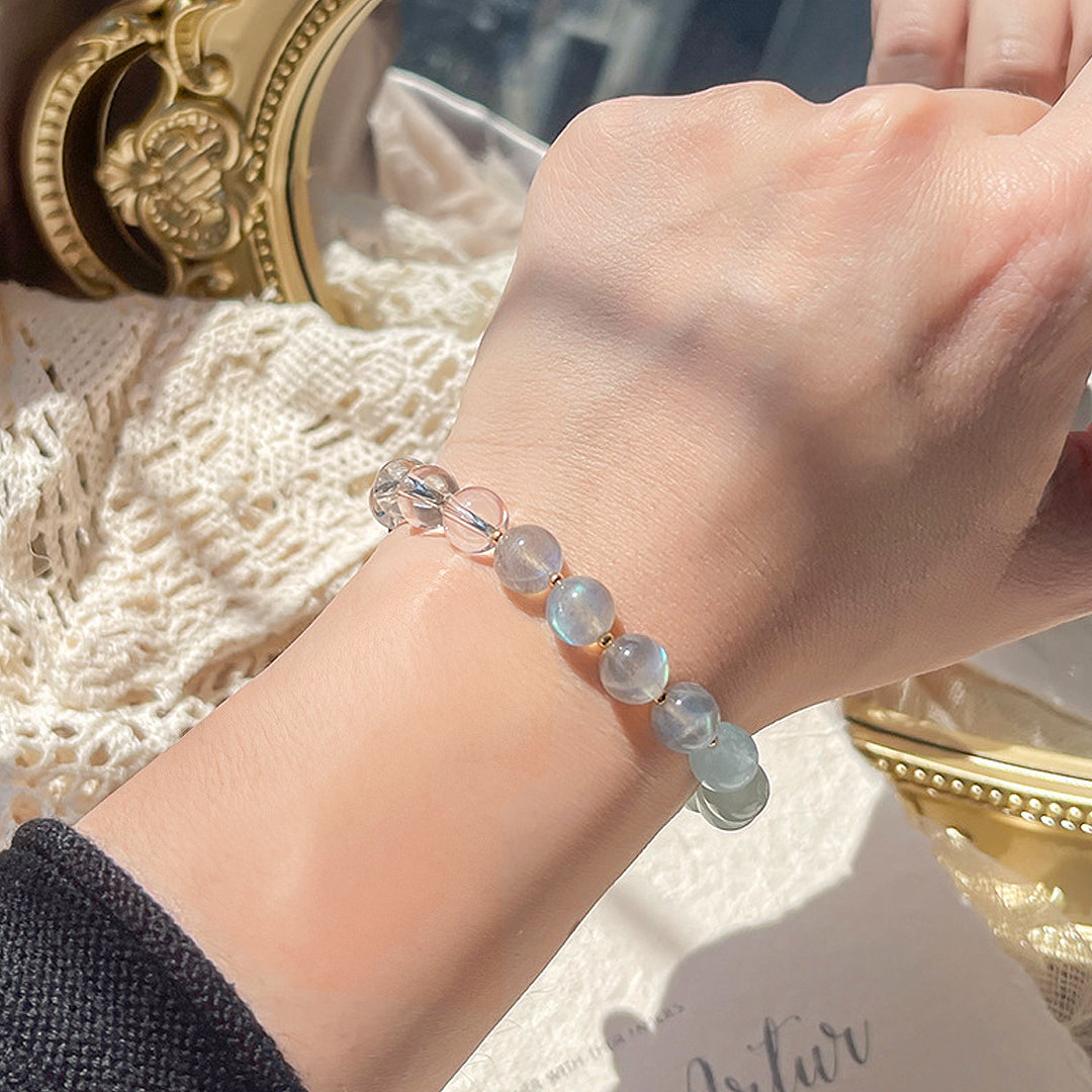 C130 - Aquamarine and Moonlight Crystal Bracelet Bracelet - Tiara.com.sg Singapore Jewelry & Bags