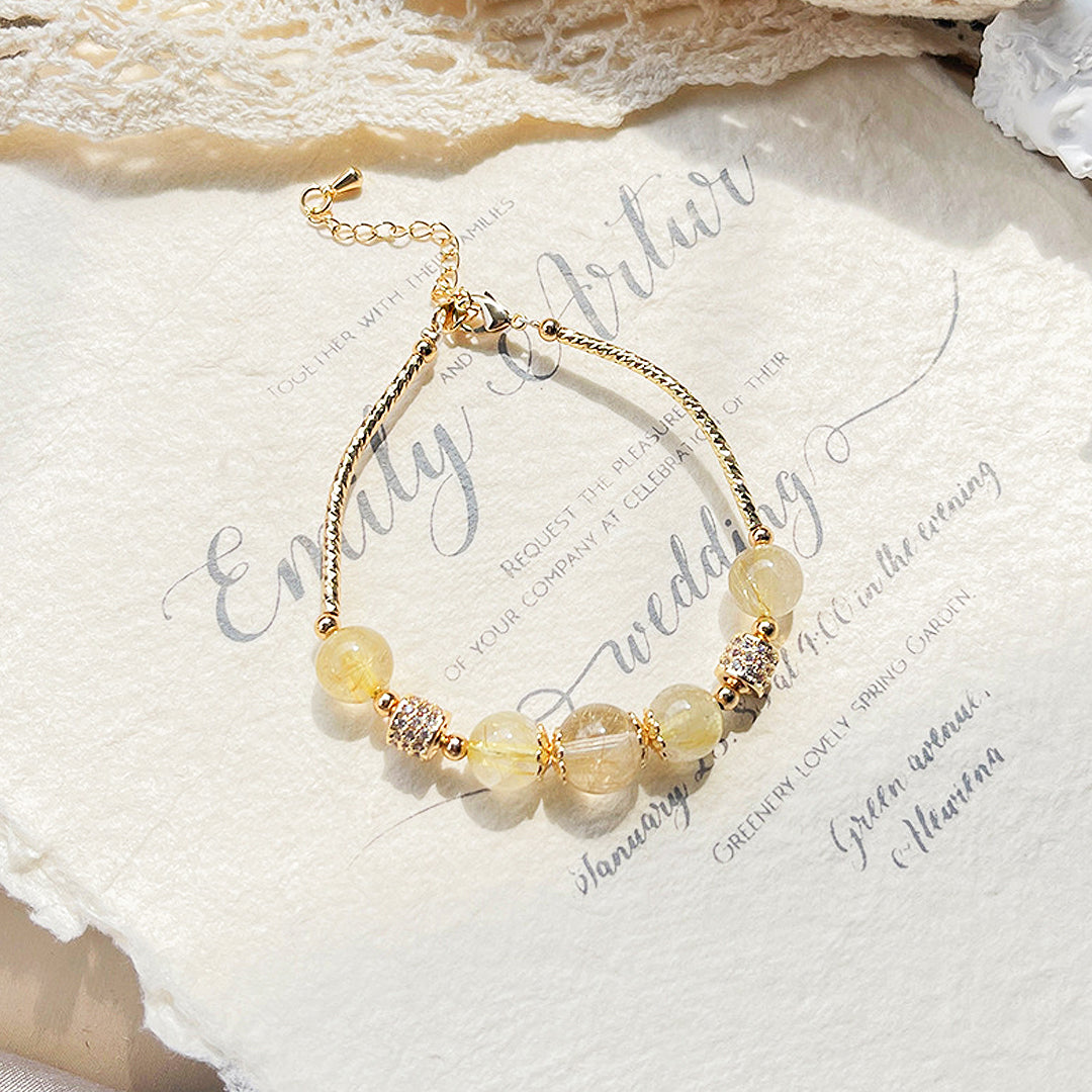 C136 - Rutilated Quartz Crystal Bracelet Bracelet - Tiara.com.sg Singapore Jewelry & Bags