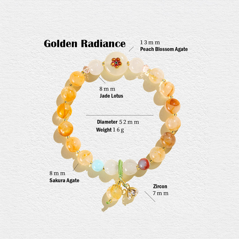 Sakura Agate & Peach Blossom Natural Crystal Bracelet | Ethereal Blossom  | C156
