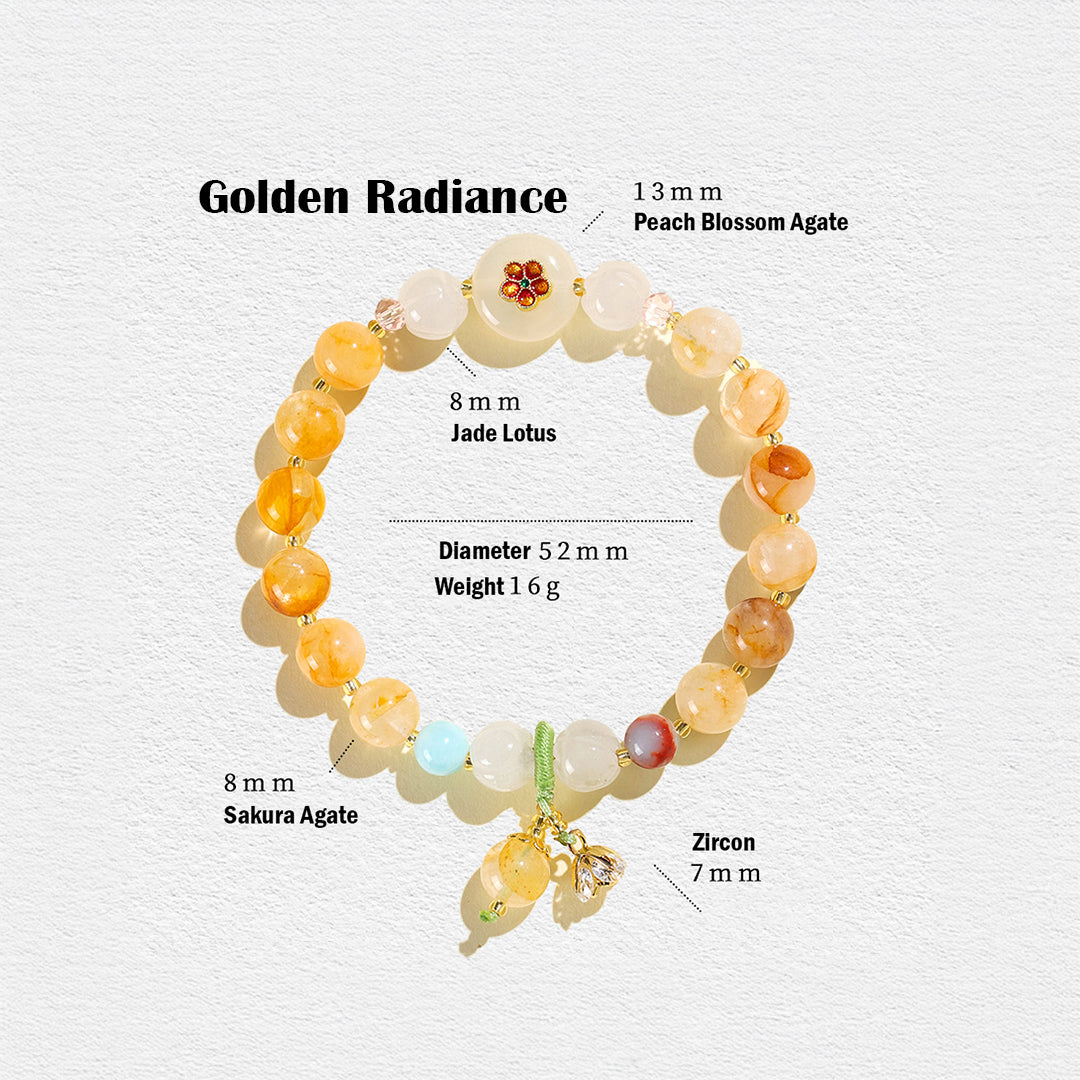 Sakura Agate &amp; Peach Blossom Natural Crystal Bracelet | Ethereal Blossom  | C156
