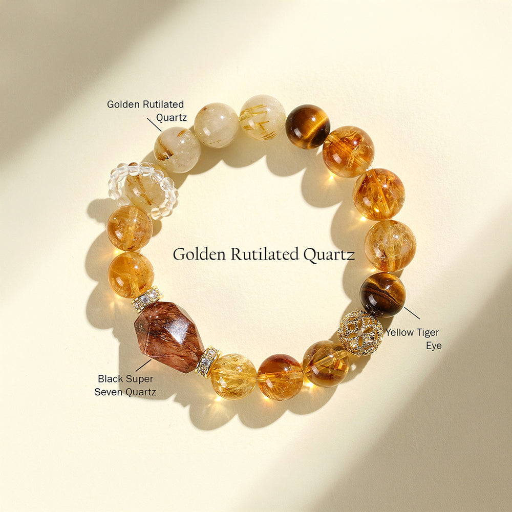Aquamarine & White Phantom Quartz Serenity Natural Crystal Bracelet | C159