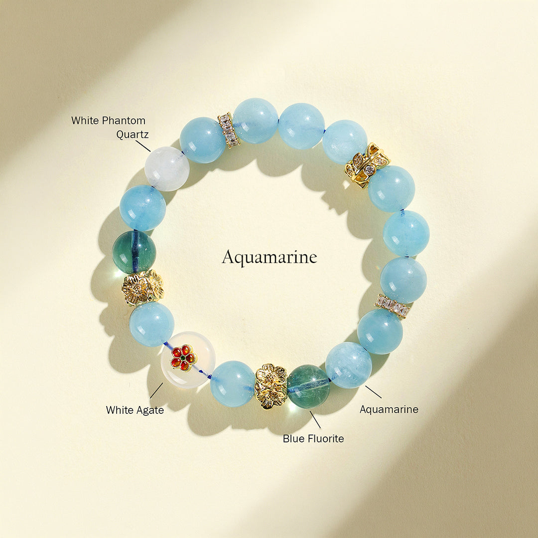 Green Phantom Quartz &amp; Malachite Prosperity Natural Crystal Bracelet | C159