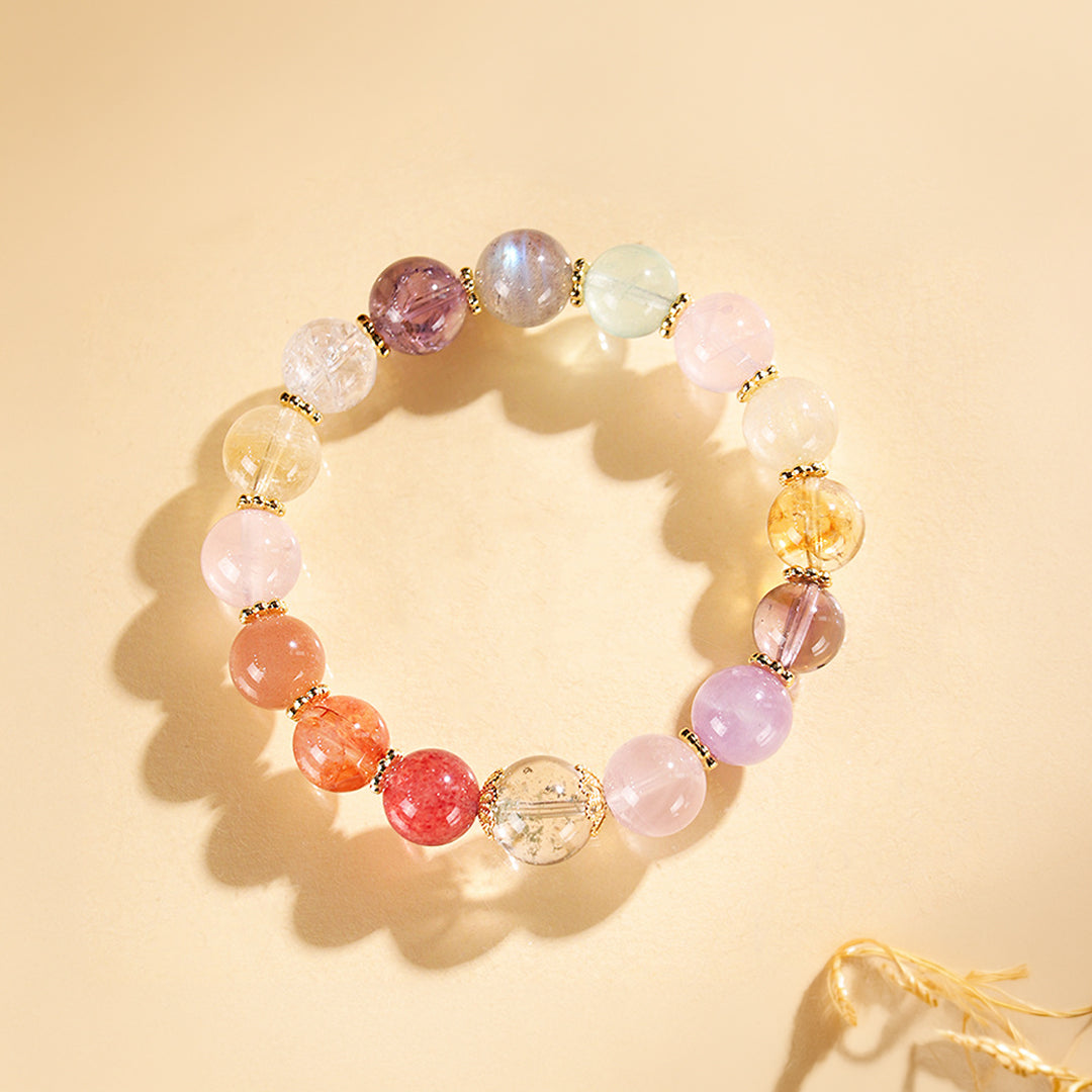Multi-Gemstone 17-Stone Synergy Natural Crystal Bracelet | C163