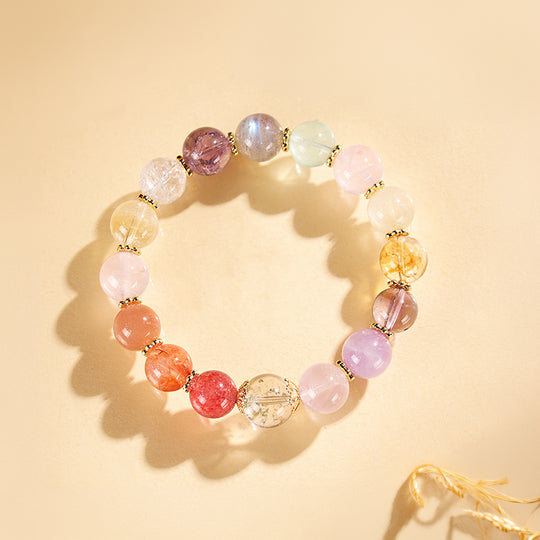 Multi-Gemstone 17-Stone Synergy Natural Crystal Bracelet | C163