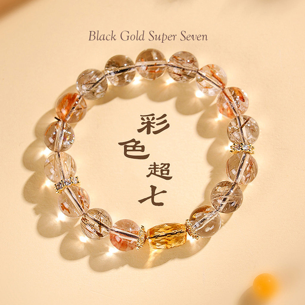 Black Gold Super Seven & Citrine Prosperity Natural Crystal