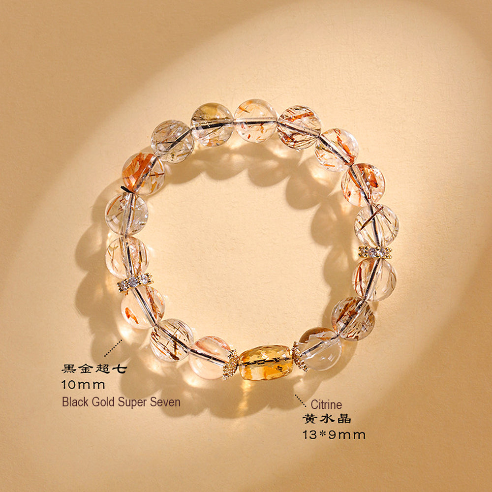 Black Gold Super Seven & Citrine Prosperity Natural Crystal Bracelet | C166 - Crystal Bracelet | Singapore Jewellery, Wedding Rings & Gifts | Same Day Delivery | Tiara.com.sg