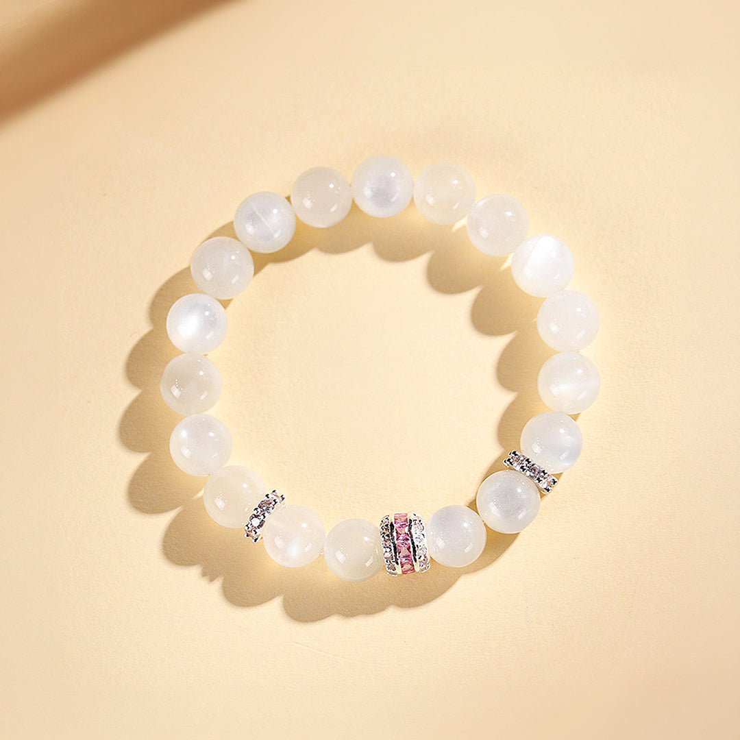 White Moonstone &amp; Divine Feminine Intuition Natural Crystal Bracelet | C168