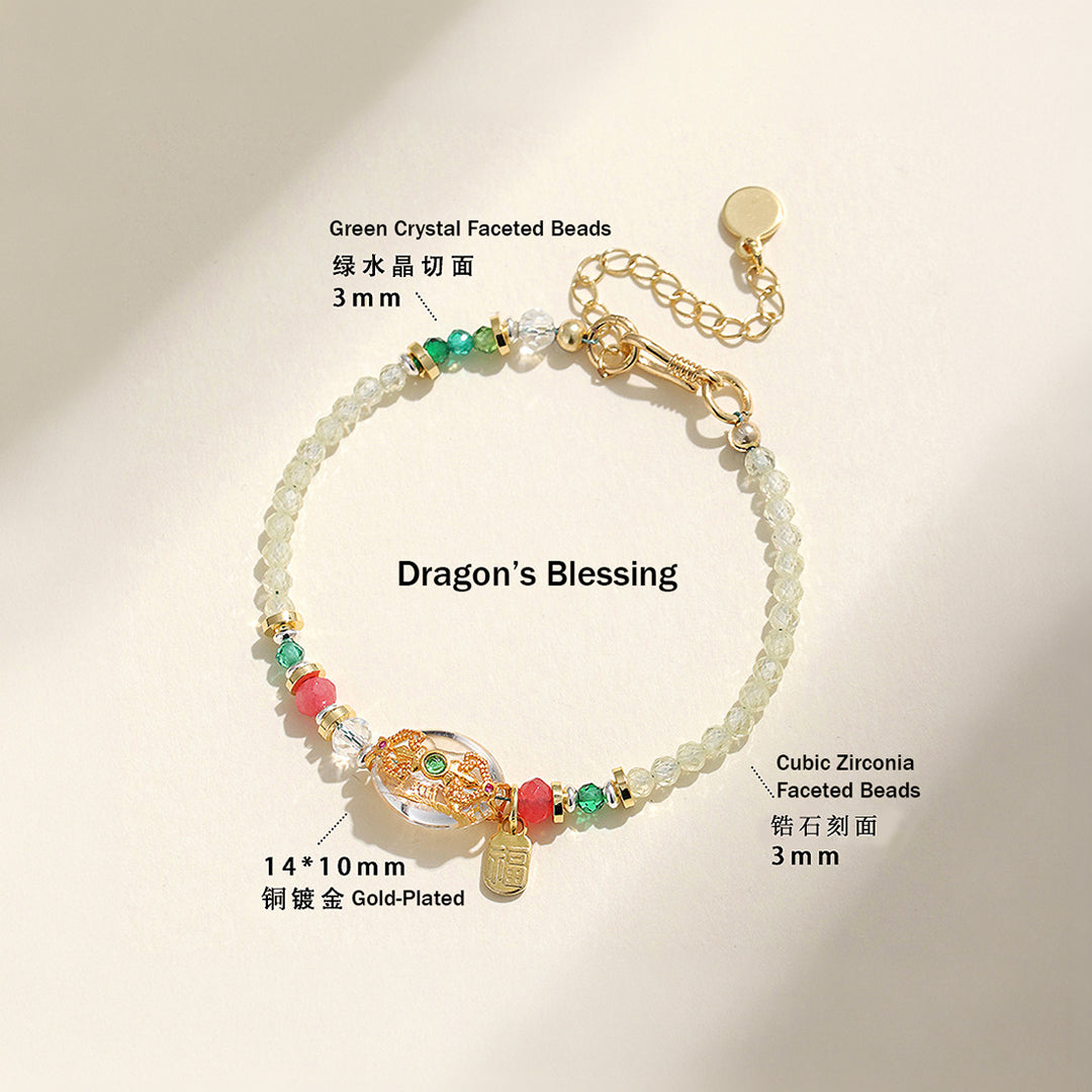 Dragon’s Blessing &amp; Red Agate Natural Crystal Bracelet | C187