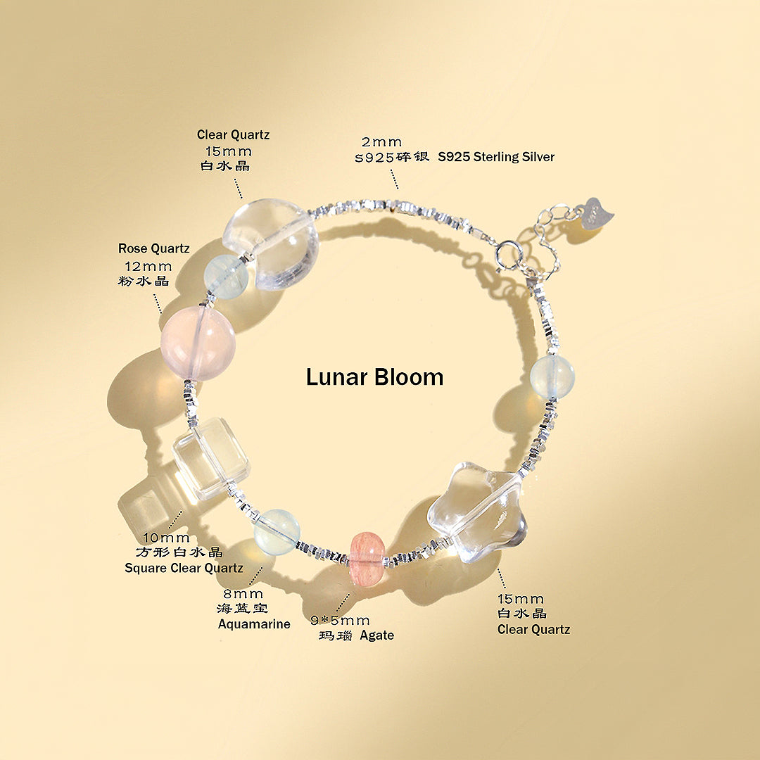 Aquamarine &amp; Rose Quartz Serenity Natural Crystal Bracelet | C189