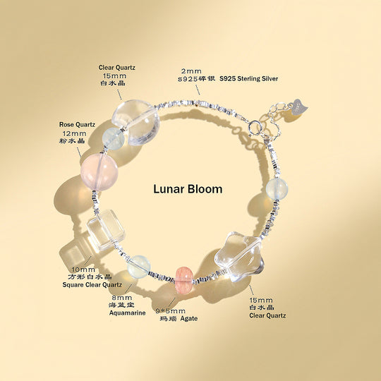 Aquamarine &amp; Rose Quartz Serenity Natural Crystal Bracelet | C189