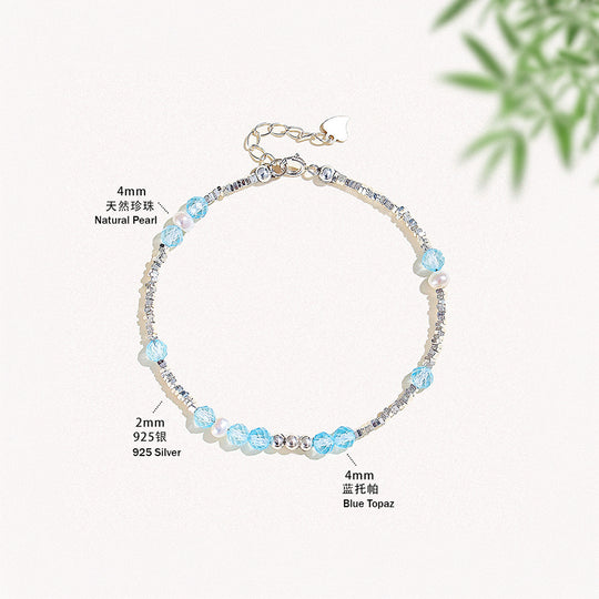 Blue Topaz &amp; Natural Pearl Natural Crystal Bracelet | C190
