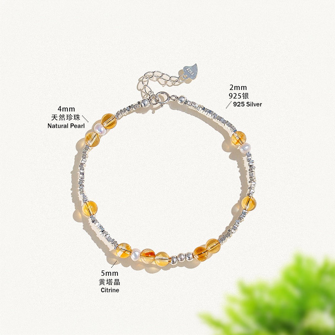 Citrine &amp; Natural Pearl Abundance Natural Crystal Bracelet | C197