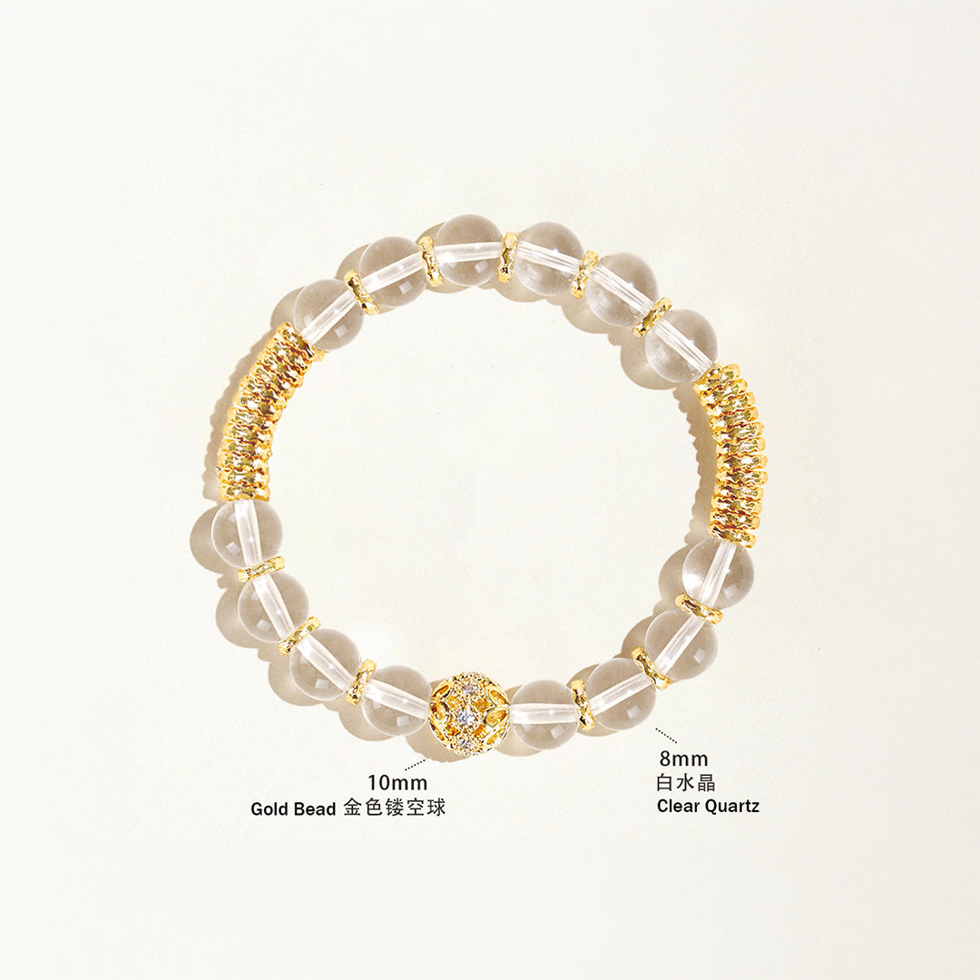 Clear Quartz &amp; Gold Radiance Natural Crystal Bracelet | C202
