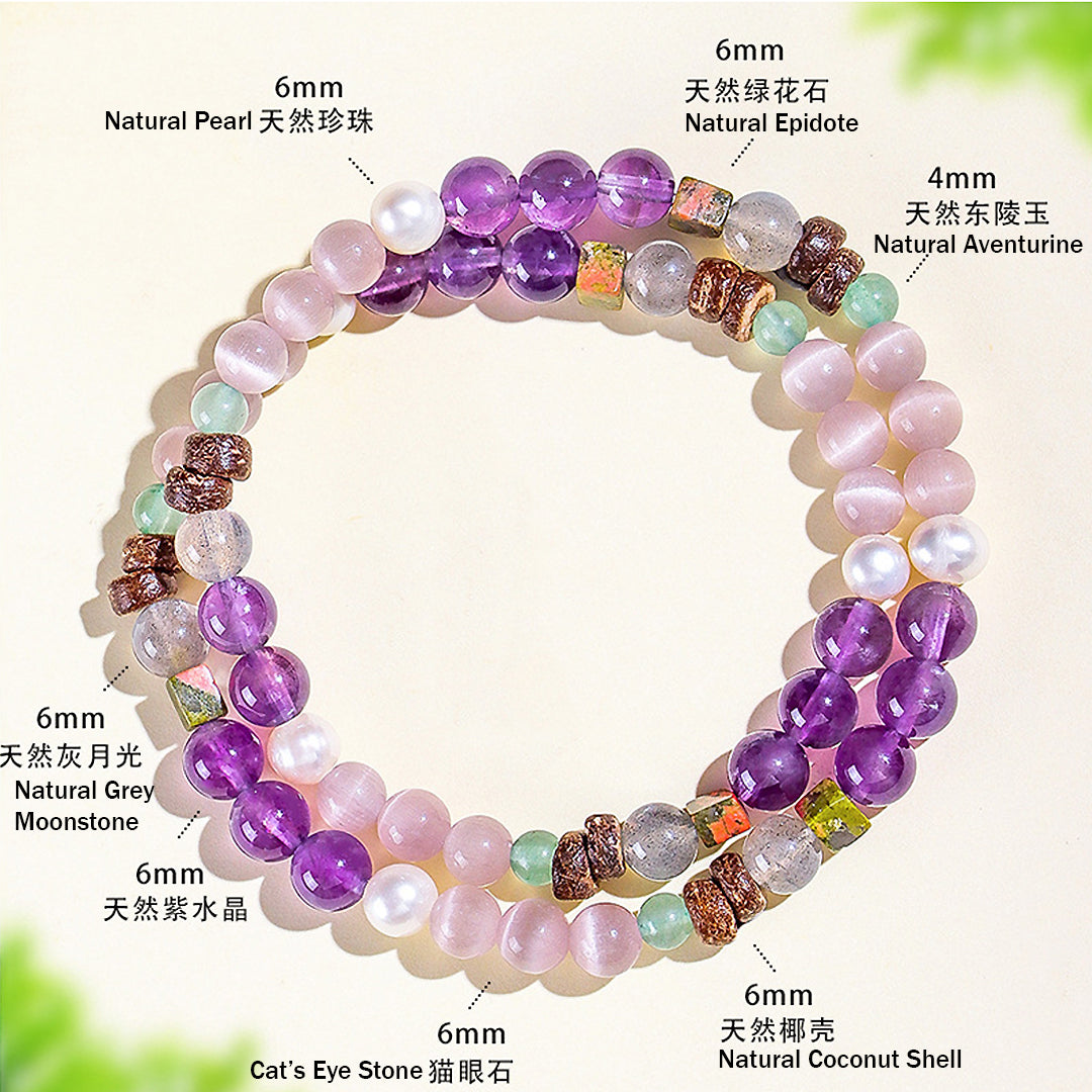 C206 - Amethyst with Cat Eye & Moonstone