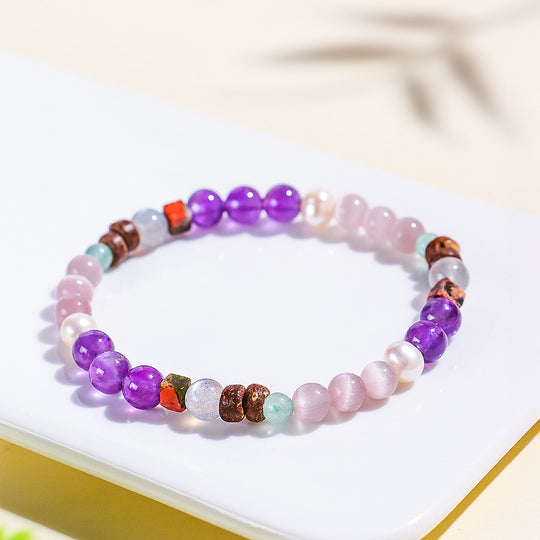 C206 - Amethyst with Cat Eye & Moonstone