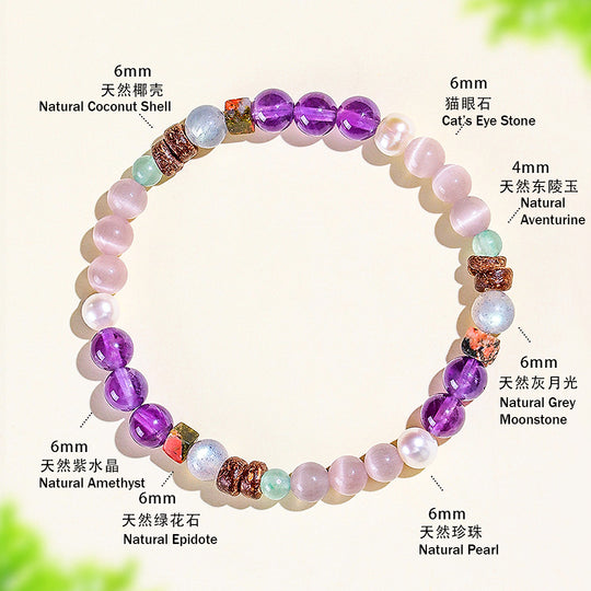 C206 - Amethyst with Cat Eye & Moonstone