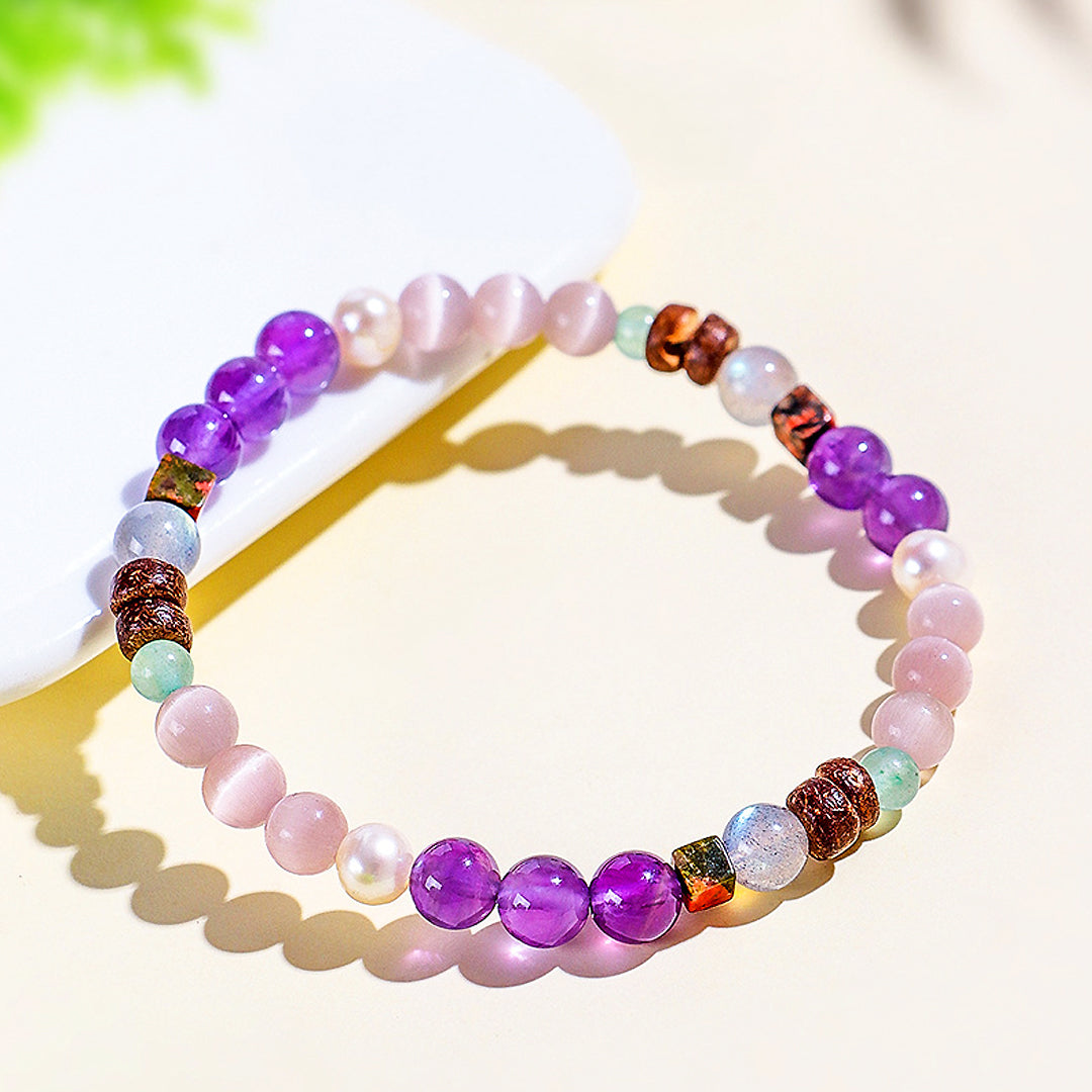 C206 - Amethyst with Cat Eye & Moonstone