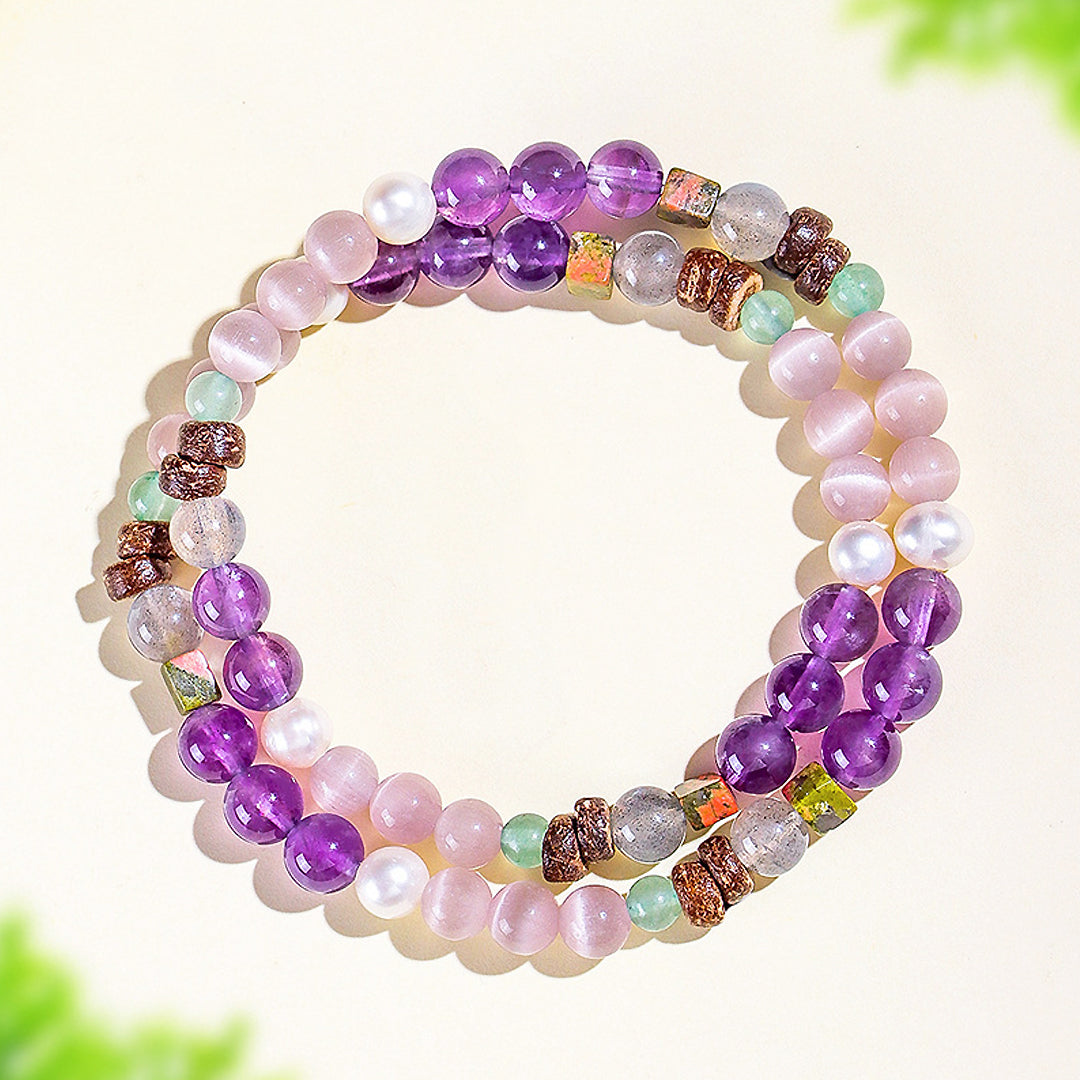 C206 - Amethyst with Cat Eye & Moonstone