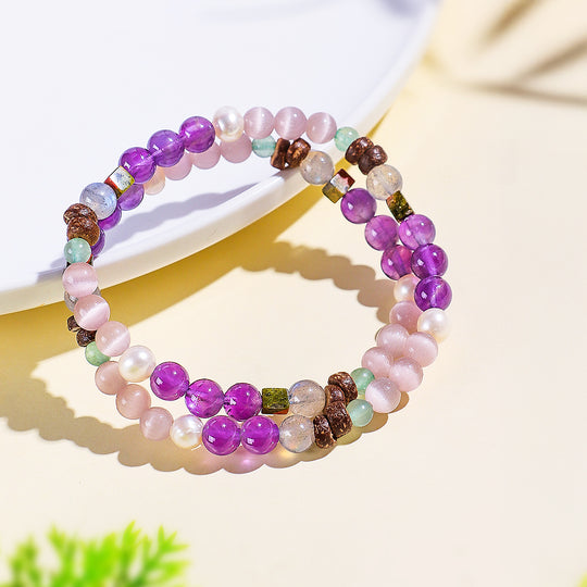 C206 - Amethyst with Cat Eye & Moonstone