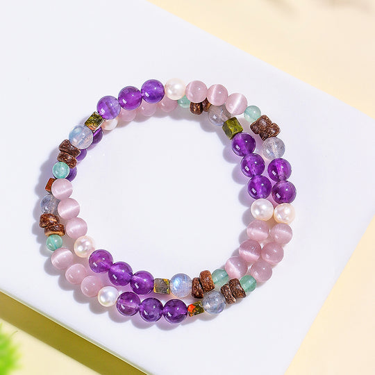 C206 - Amethyst with Cat Eye & Moonstone