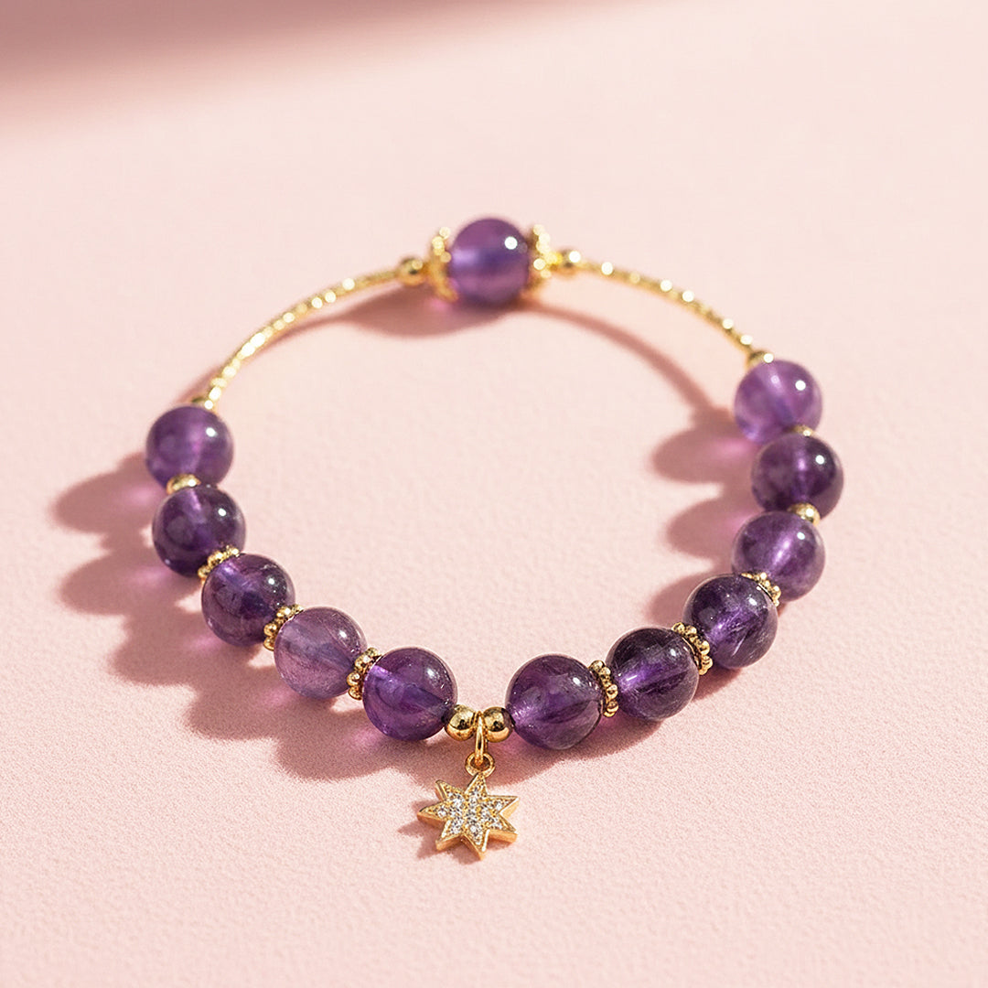 Star Amethyst &amp; Celestial Gold Natural Crystal Bracelet | C208 - Crystal Bracelet | Singapore Jewellery, Wedding Rings &amp; Gifts | Same Day Delivery | Tiara.com.sg