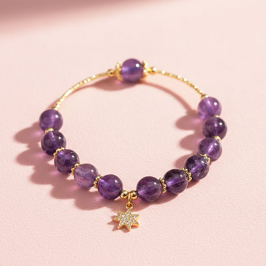 Star Amethyst &amp; Celestial Gold Natural Crystal Bracelet | C208 - Crystal Bracelet | Singapore Jewellery, Wedding Rings &amp; Gifts | Same Day Delivery | Tiara.com.sg